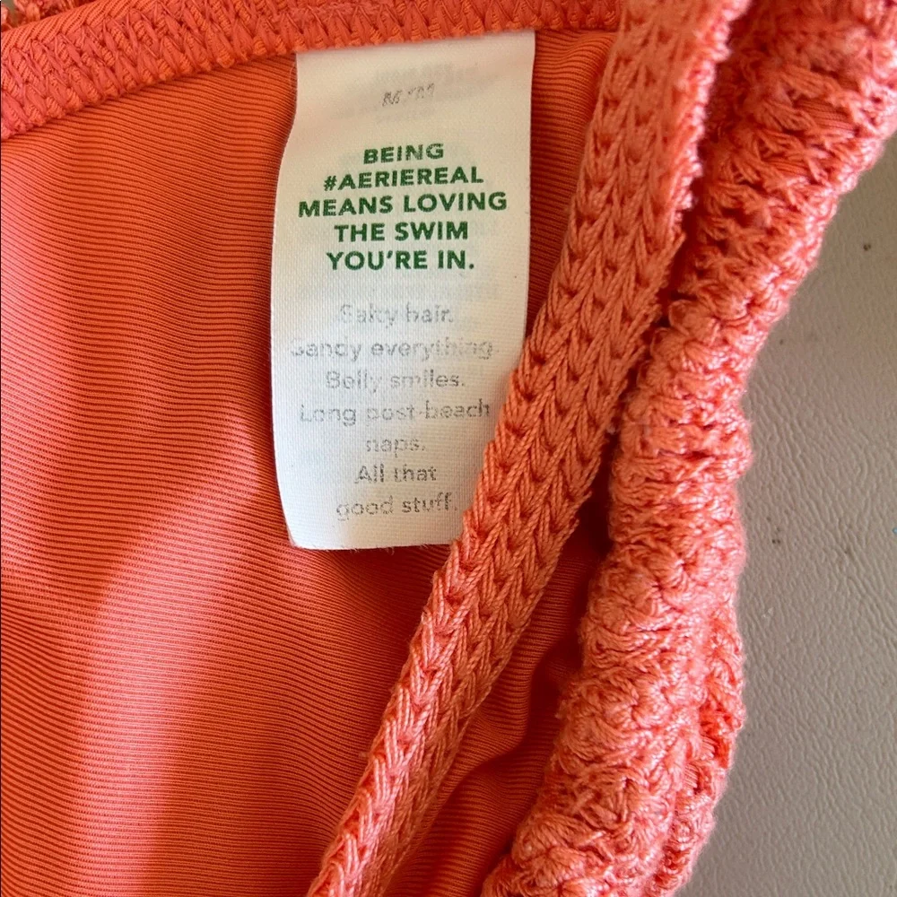 Aerie Crochet Bikini Set in Coral Top M Bottom Large - Picture 5 of 5
